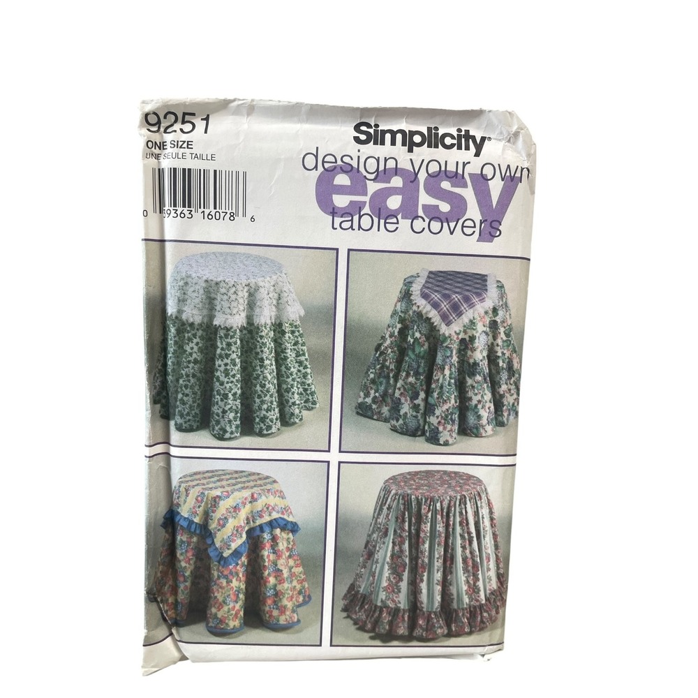 Simplicity 9251 Table Cover Sewing Pattern Adult One Size DIY Decor 90s Easy